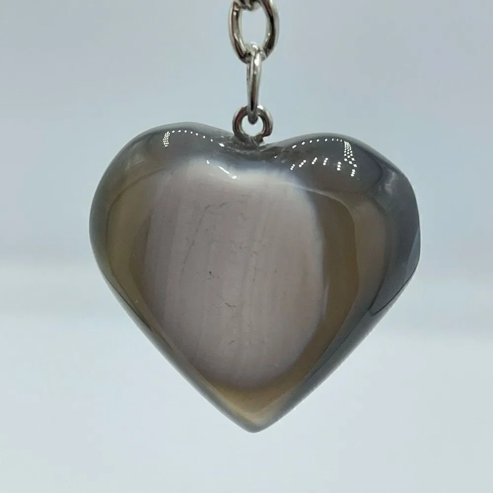 Orca agate heart keychain key ring pendant chain NEW hand crafted